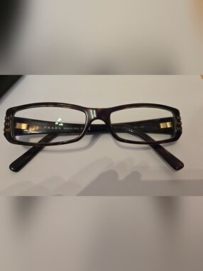 Tort Rectangular Reading Glasses with Gold Accent - Women Accessories